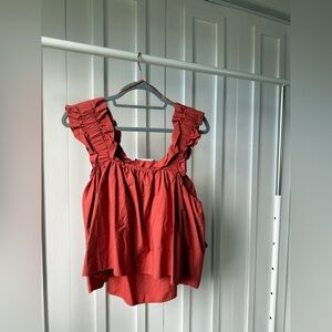 Zara Ruffled Red Blouse